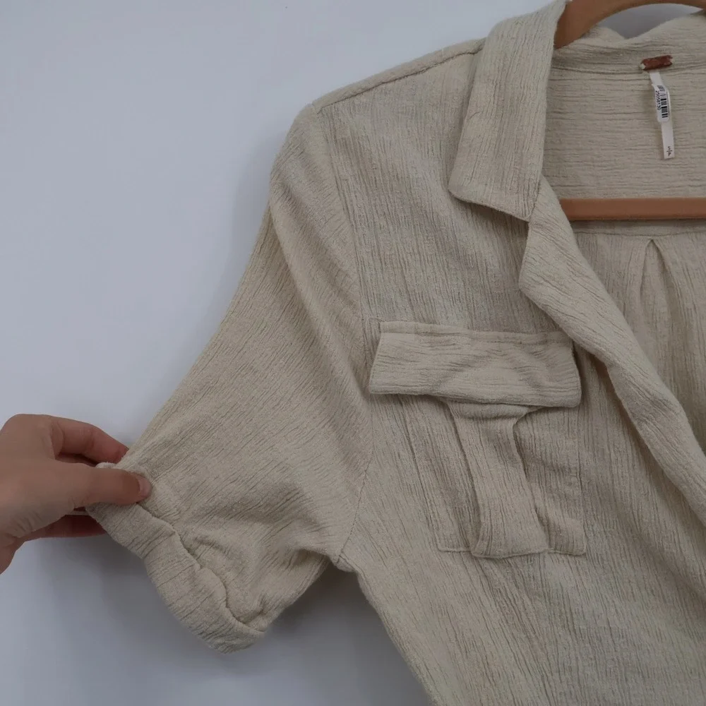 Free‎ People Clementine Mini Dress Womens S Beige Safari Resort Coastal Beach